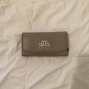 Large Grey Leather Tory Burch Wallet